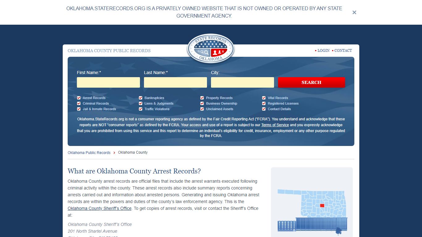 Oklahoma County Arrest, Court, and Public Records | StateRecords.org